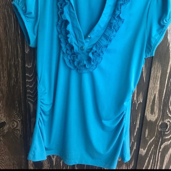 Heart Soul Blue ruffle top XL - Picture 2 of 5
